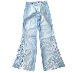 Brazilroxx Embroidered Eyelet Cutout Flare Jeans Y2K Light Wash Size 6